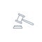 Hammer justice line icon. Law symbol. Court gavel linear vector illustration.