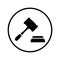 Hammer, law, legal insurance icon. Black vector