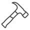 Hammer line icon, construction tools concept, mallet vector sign on white background, outline style icon for mobile