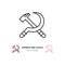 Hammer and Sickle icon, Communist symbol Russian Revolution. Thin line art design. Vector outline illustration