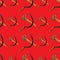 Hammer and sickle seamless pattern on red color in the soviet style