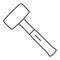 Hammer sledgehammer thin line icon, construction tools concept, building mallet vector sign on white background, outline