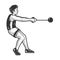 Hammer throw athlete sketch vector illustration