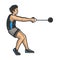 Hammer throw athlete sketch vector illustration