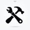 Hammer and wrench icon. Craftsman tool sign and symbol. Vector.