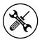 Hammer, wrench, screw driver, tools black icon