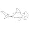 Hammerhead. One line fish design silhouette. Logo design. Hand drawn minimalism style vector illustration.