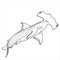 Hammerhead shark. Coloring book. Hand drawing coloring book for children and adults. Beautiful drawings with patterns and small