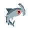 Hammerhead shark pixel art. 8 bit Fish hammer. marine predator vector illustration