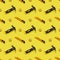 Hammers, knives, and duct tape on a yellow background, pattern, hard shadows. Construction tools, repairs. Background for the