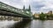 Hammersmith bridge in West London from the river Thames