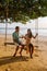 Hammock on the beach Krabi Thailand, couple in swing on Ao Nang beach Thailand Krabi