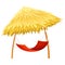 Hammock Hanging on Poles with Thatched Roof Shade Vector Illustration