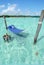 Hammock hanging on a tropical beach