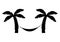 Hammock icon in black color. Hammock between palm trees. Glyph icon relaxes. Palm trees on the beach. Summer logotype. Vacation