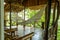 Hammock inside a wodden bungalow in the jungle
