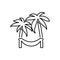 Hammock on palm icon. Beach and vacation icon vector