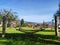 Hammock in scenic panorama city view in public landscape park in autumn