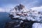 Hamnoy fishing village in a morning sunrise in winter season, Lofoten island, Nordland Norway, Scandinavia