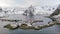 Hamnoy fishing village , Norway winter aerial 4k video Lofoten Archipelago