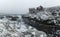 Hamnoy, Norway, fishing village on Lofoten Islands during a storm