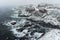 Hamnoy, Norway, fishing village on Lofoten Islands during a storm