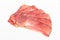 Hamon sliced on white background. Spanisch traditional meat