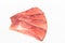 Hamon sliced on white background. Spanisch traditional meat