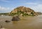 Hampi, Karnataka, India - September 25, 2010: Indian man meditating