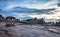 Hampi ruins ancient stone art with amazing dramatic sky