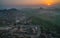 Hampi view from matanga hill at sunrise over the achyutaraya temple india