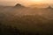 Hampi view from matanga hill at sunrise over the achyutaraya temple india karnakata mystical