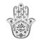 Hamsa Arab and Jewish palm-shaped protective amulet. Miriam`s hand, Fatima`s hand, God`s hand. Boho style.