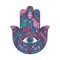 Hamsa Fatima Hand Religious Talisman Colored Sign