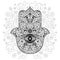 Hamsa Hand Amulet Tattoo Style Black and White Vector illustration