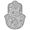 Hamsa hand drawn symbol with flower. Decorative pattern in oriental style for interior decoration and henna drawings. The ancient