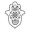 Hamsa hand drawn symbol from flower. Decorative pattern in oriental style for interior decoration and henna drawings. The ancient