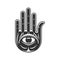 Hamsa hand with eye isolated Jewish religion sign