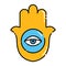 Hamsa, hand of Fatima color line icon.