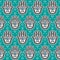 Hamsa hand, Hand of Fatima seamless pattern, symbol of protection from devil eye, repetitve background