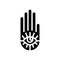 hamsa hand jewish glyph icon vector illustration