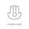 Hamsa Hand linear icon. Modern outline Hamsa Hand logo concept o