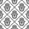 Hamsa hand seamless  pattern, Khamsa or Hand of Fatima repetitive design, symbol of protection from devil eye background i