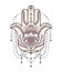 Hamsa icon. Vector illustration is isolated on a white background. Esoteric protective amulet hand of Fatima. Decorative element