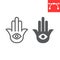 Hamsa line and glyph icon, rosh hashanah and hand eye, hamsa sign vector graphics, editable stroke linear icon, eps 10.