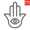 Hamsa line icon, rosh hashanah and hand eye, hamsa sign vector graphics, editable stroke linear icon, eps 10.