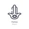 hamsa outline icon. isolated line vector illustration from religion collection. editable thin stroke hamsa icon on white