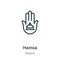 Hamsa outline vector icon. Thin line black hamsa icon, flat vector simple element illustration from editable religion concept