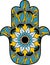 Hamsa with round ethnic pattern