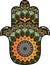 Hamsa with round ethnic pattern